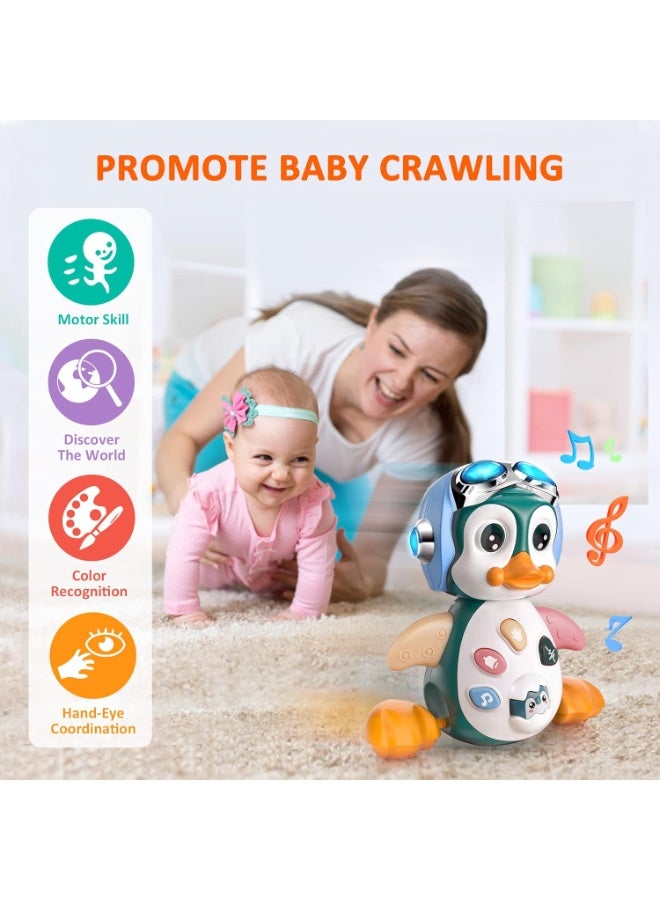 كيلا ألعاب موسيقية على شكل بطريق للأطفال من عمر 0-3-6 أشهر، ألعاب مضيئة للرضع على البطن، ألعاب رقص وحركة وزحف، هدايا سلة عيد الفصح للأطفال من عمر 3 4 5 6 7 8 9 10 أشهر، أولاد وبنات، سنة واحدة - Image 3
