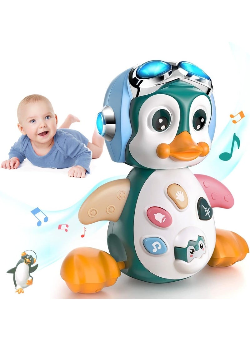 كيلا ألعاب موسيقية على شكل بطريق للأطفال من عمر 0-3-6 أشهر، ألعاب مضيئة للرضع على البطن، ألعاب رقص وحركة وزحف، هدايا سلة عيد الفصح للأطفال من عمر 3 4 5 6 7 8 9 10 أشهر، أولاد وبنات، سنة واحدة - Image 1