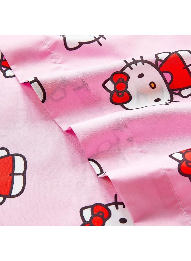 Hello Kitty Twin Bedding Set for Girls - Bundle with Hello Kitty Bedspread, Flat Sheet, Fitted Sheet, Pillowcase Plus Posters, Decals, More for Kids | Hello Kitty Room Decor - Image 3
