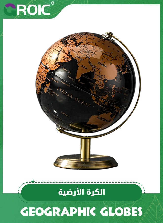 GROIC World Globe with Stand for Home and Office Decor,14cm Sphere Earth Globes,World Map Desktop Globe,Travel Map Scratch Map - Image 1