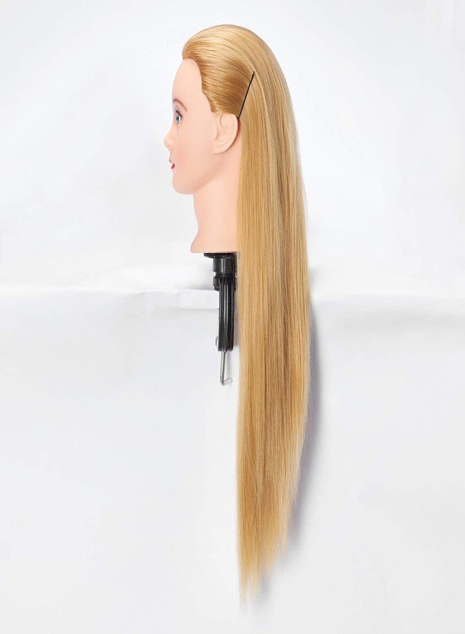 Hairlink 26-28'' Mannequin Head Synthetic Fiber Hair Styling Training Head Dolls for Cosmetology Manikin Maniquins Practice Head with Stand (6611W2720) - Image 3