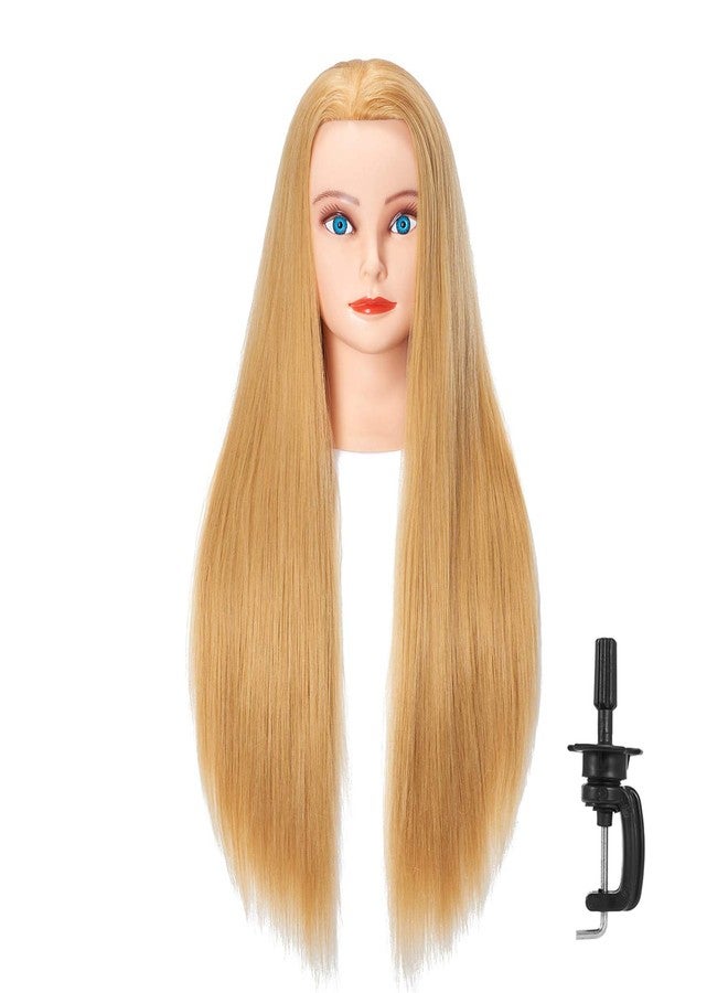 Hairlink 26-28'' Mannequin Head Synthetic Fiber Hair Styling Training Head Dolls for Cosmetology Manikin Maniquins Practice Head with Stand (6611W2720) - Image 1