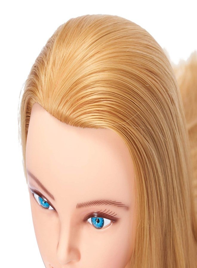 Hairlink 26-28'' Mannequin Head Synthetic Fiber Hair Styling Training Head Dolls for Cosmetology Manikin Maniquins Practice Head with Stand (6611W2720) - Image 4