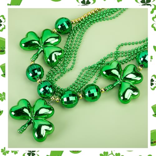 Wehhbtye St. Patrick's Day Large Shamrock Necklaces, Oversized Shamrock Bead Necklace Set, Irish Jumbo Clover Bead Accessories for St. Patrick Holiday Costume Party Favor Parades Dress Up Supplies - Image 4