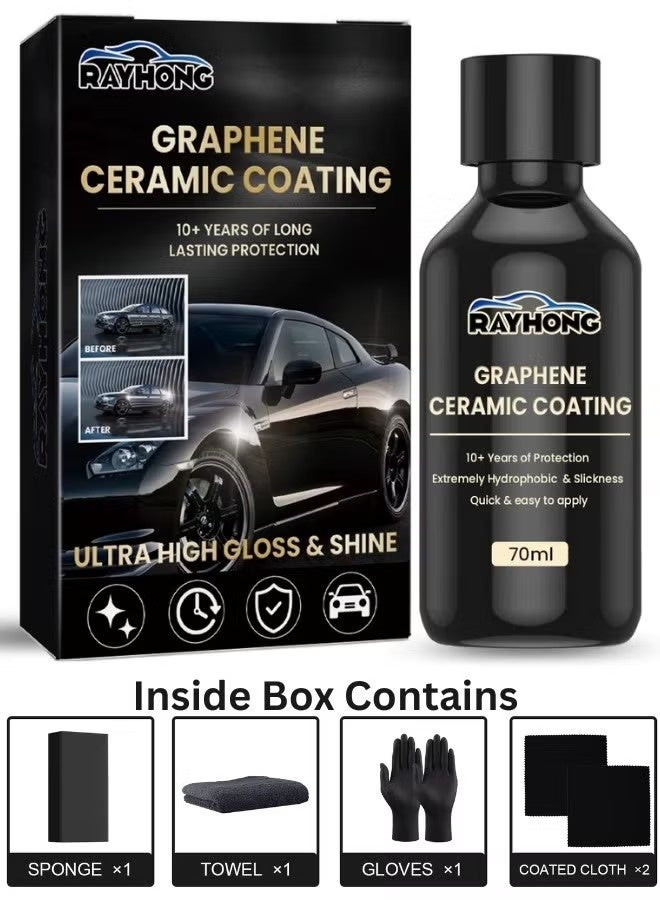 رايهونغ طلاء السيراميك الجرافين 70 مل طلاء السيارة الجرافين لحماية طويلة الأمد عالية الفائقة اللمعان واللامع طلاء السيارة فيلم واقي - Image 1