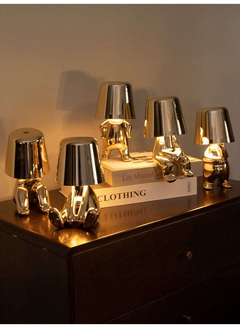 Little Golden Man Night Light, Cordless LED Table Lamp with Touch Sensor, 3-Level Dimming & Rechargeable Battery, Creative Decorative Desk Light for Home Office, Bedroom, Living Room, Unique Gift for Friends - Image 3