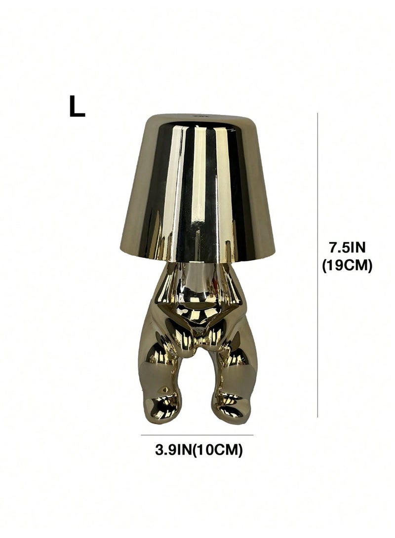 Little Golden Man Night Light, Cordless LED Table Lamp with Touch Sensor, 3-Level Dimming & Rechargeable Battery, Creative Decorative Desk Light for Home Office, Bedroom, Living Room, Unique Gift for Friends - Image 2