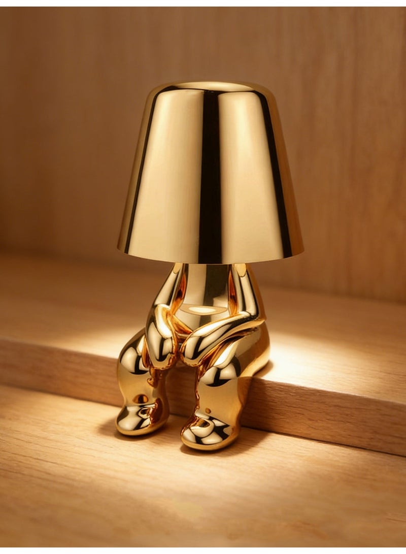 Little Golden Man Night Light, Cordless LED Table Lamp with Touch Sensor, 3-Level Dimming & Rechargeable Battery, Creative Decorative Desk Light for Home Office, Bedroom, Living Room, Unique Gift for Friends - Image 1