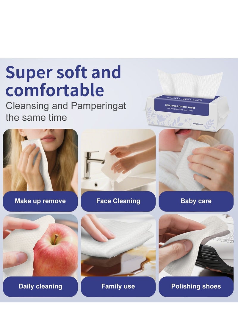 4 Pack Disposabel Face Cloths for Washing 100% Cotton Soft Facial Towel Lint Free Makeup Removing Towel - Image 3