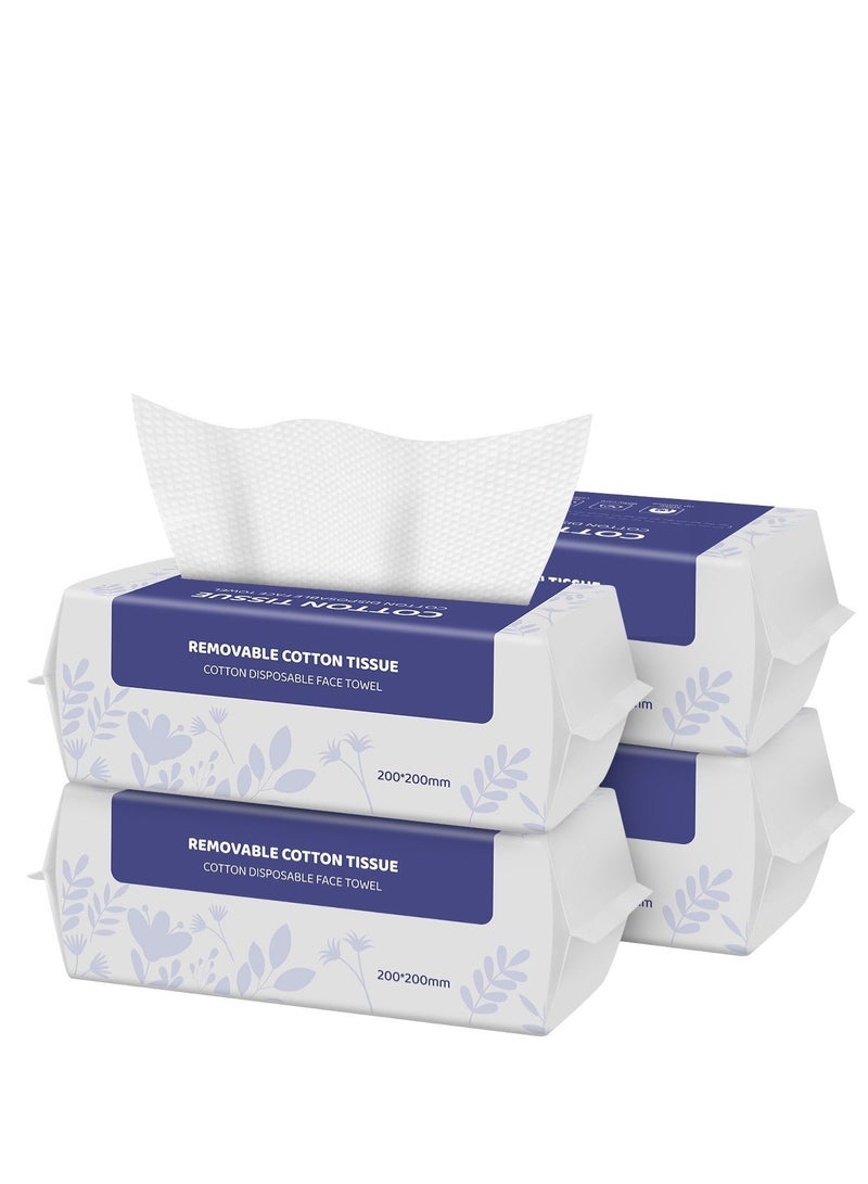 4 Pack Disposabel Face Cloths for Washing 100% Cotton Soft Facial Towel Lint Free Makeup Removing Towel - Image 1
