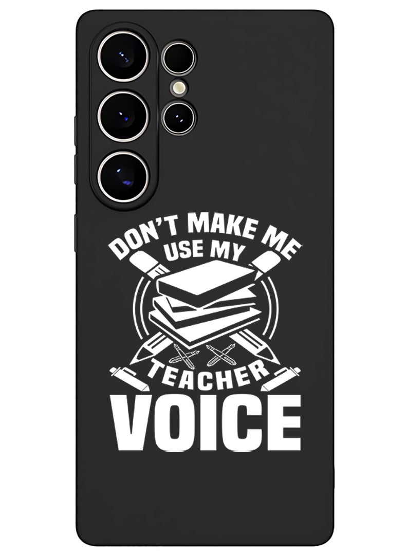 Theodor Protective Slim Fit Case Liquid Silicone Cover with Full Body Protection Anti-Scratch Shockproof Case For Samsung Galaxy S25 Ultra (Black) - Teacher Voice - White - Image 1