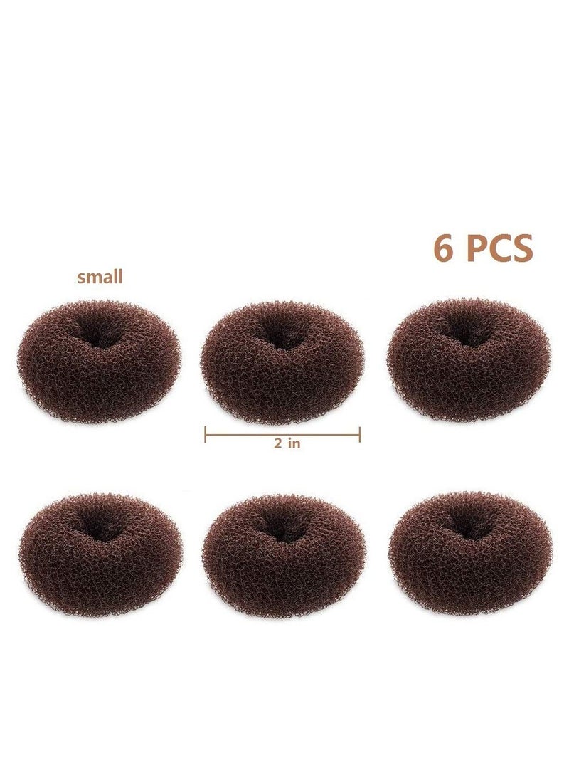 SYOSI - Donut Extra Small Hair Bun Maker for Kids, 6 PCS Chignon Hair Donut Sock Bun Form for Girls, Mini Hair Doughnut Shaper for Short and Thin Hair (Small Size 2 Inch, Dark Brown) - Image 1