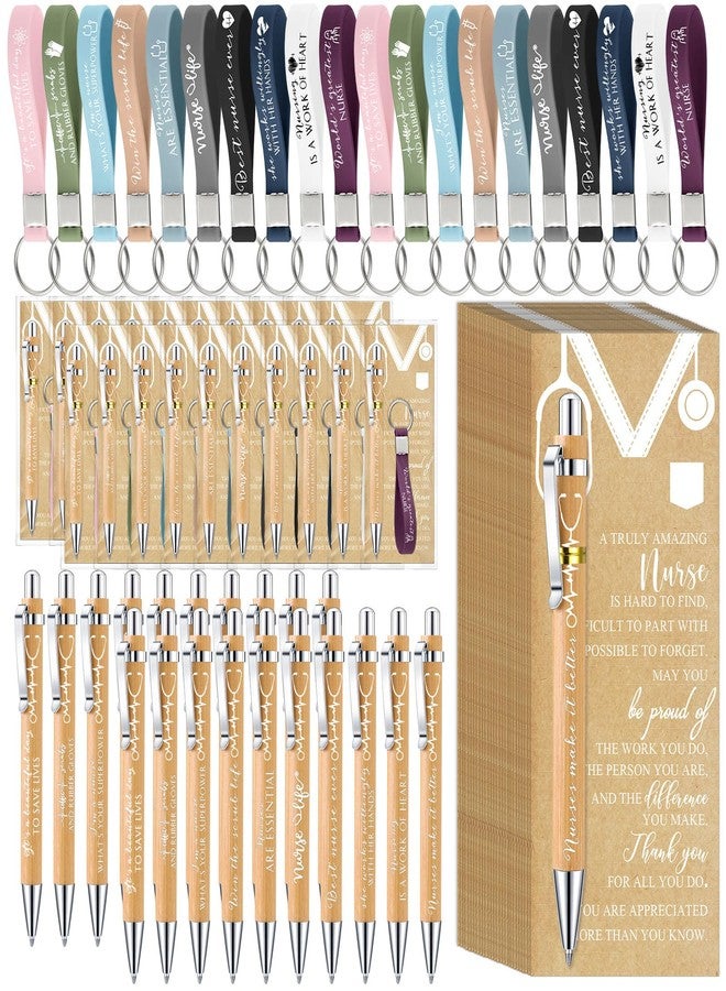 Jetec 60 Sets Nurse Appreciation Gifts Bulk Nurse Practitioner Thank You Gifts for Nursing Students Coworkers Employees Doctor Team Staff Office Include Bamboo Pen Card Keychain - Image 1