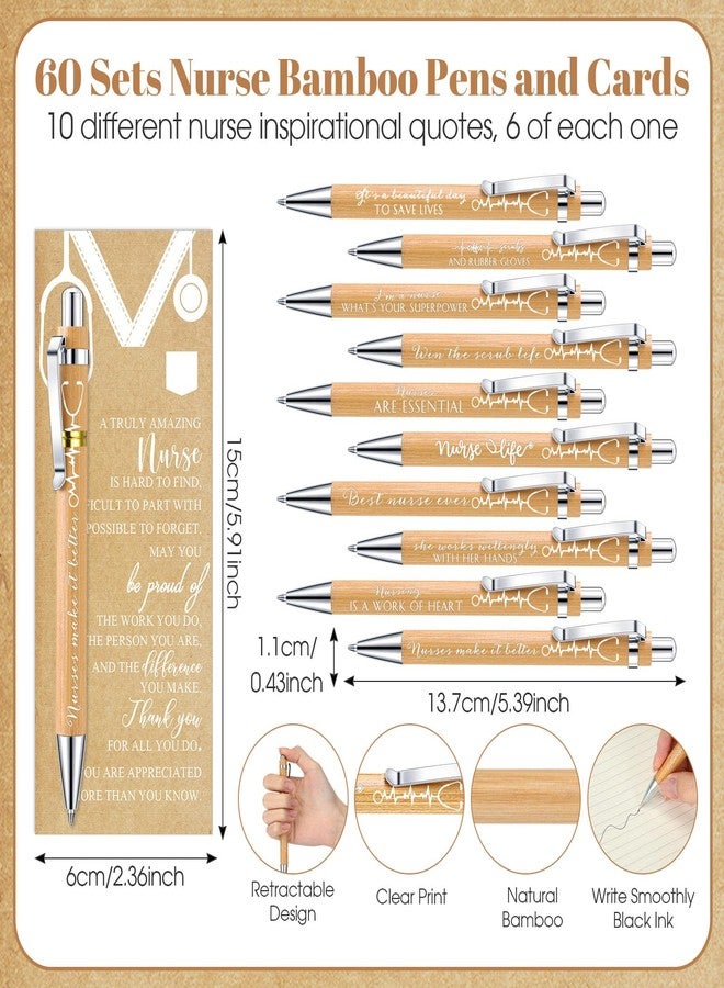 Jetec 60 Sets Nurse Appreciation Gifts Bulk Nurse Practitioner Thank You Gifts for Nursing Students Coworkers Employees Doctor Team Staff Office Include Bamboo Pen Card Keychain - Image 2