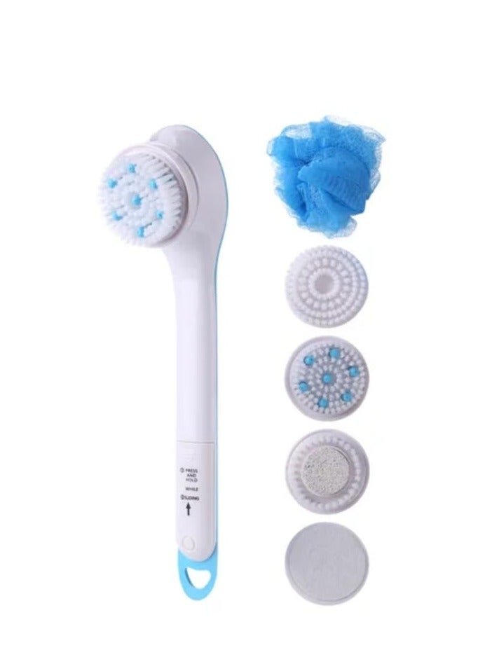 5-in-1 Spinning Spa Bath Brush White/Blue - Image 2