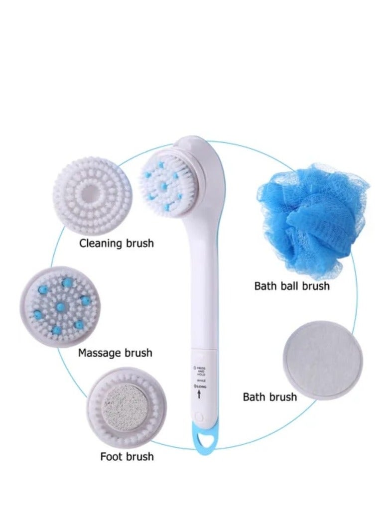 5-in-1 Spinning Spa Bath Brush White/Blue - Image 3