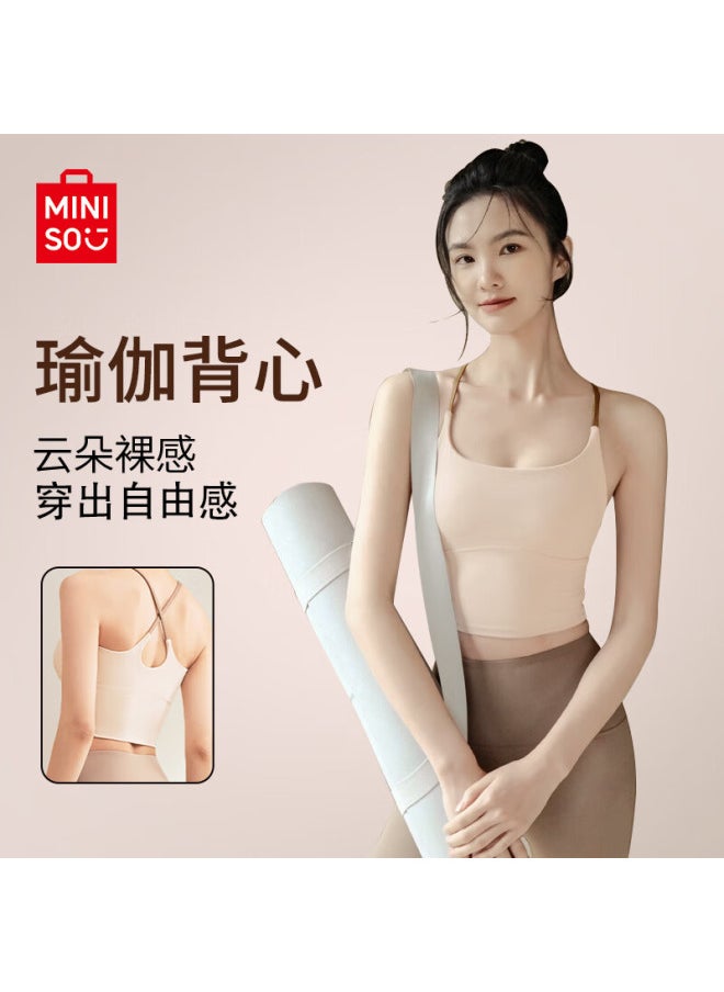 Miniso Miniso Pilates Yoga Top Bare Sensation Sports Bra Sportswear Fitness Clothing Yoga Tank Top Beautiful Back One-piece Strap  - Image 1