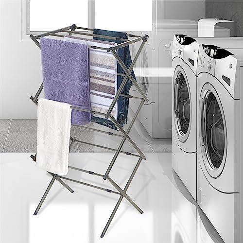 BLACK+DECKER 3 Tier Expandable Collapsing Foldable Laundry Rack for Air Drying Clothing, Space Saving Heavy Duty Lightweight Metal Drying Rack(Silver) - Image 5