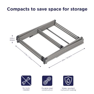 BLACK+DECKER 3 Tier Expandable Collapsing Foldable Laundry Rack for Air Drying Clothing, Space Saving Heavy Duty Lightweight Metal Drying Rack(Silver) - Image 3
