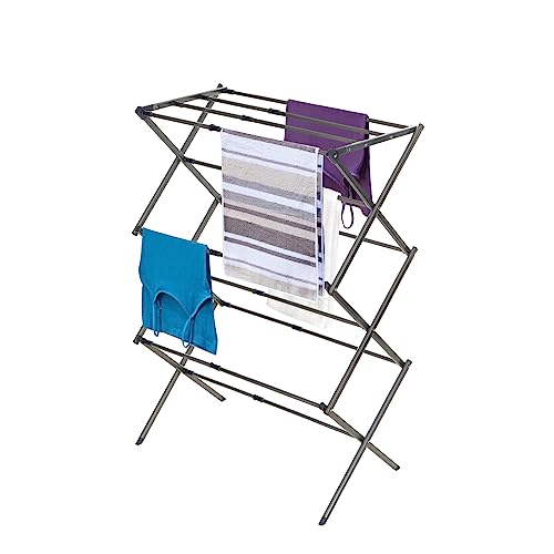 BLACK+DECKER 3 Tier Expandable Collapsing Foldable Laundry Rack for Air Drying Clothing, Space Saving Heavy Duty Lightweight Metal Drying Rack(Silver) - Image 1
