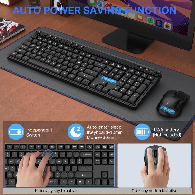 E-YOOSO Wireless Keyboard and Mouse Combo, E-YOOSO Full-Sized Computer Wireless Keyboard and Optical Mouse, 2.4Ghz USB Lag-Free Cordless Combo, for Windows, Mac OS PC/Desktop/Laptop - Image 5