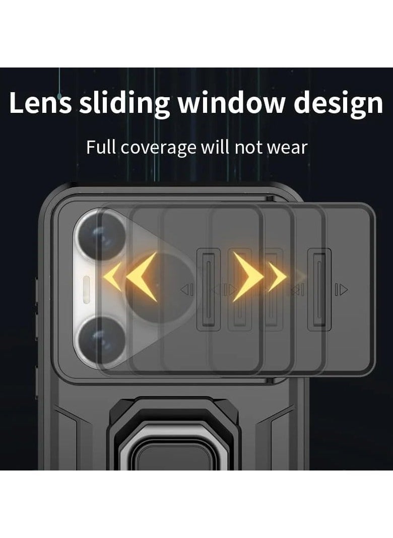 General - Case Compatible with Huawei Pura 70 Ultra Case, 360° Metal Ring Kickstand Shell with Lens Slide Window Shockproof Protective Cover for Huawei Pura 70 Ultra - Image 1