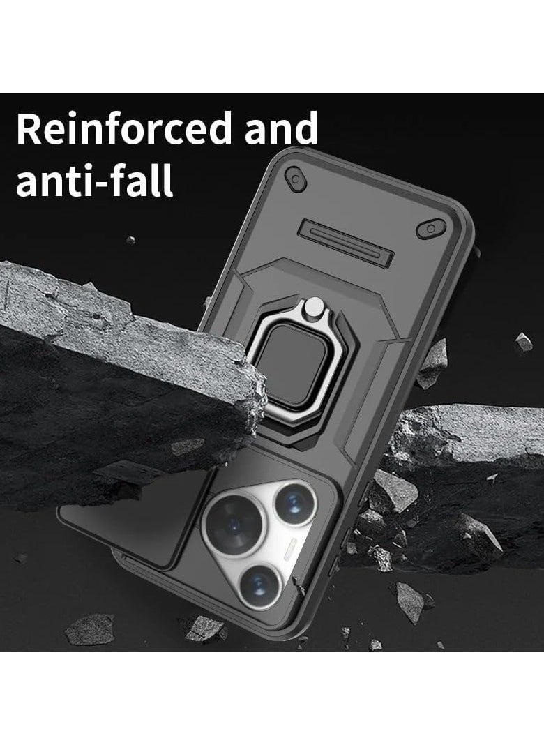 General - Case Compatible with Huawei Pura 70 Ultra Case, 360° Metal Ring Kickstand Shell with Lens Slide Window Shockproof Protective Cover for Huawei Pura 70 Ultra - Image 1