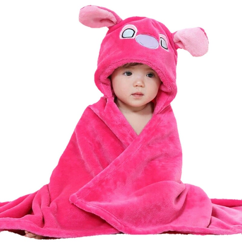 BRANDONN Newborn Combo of Furry Glacier Hooded Smily Baby Blanket and Premium Glacier Hooded Baby Wrapper(Pack of 2,HOTPINK) - Image 2