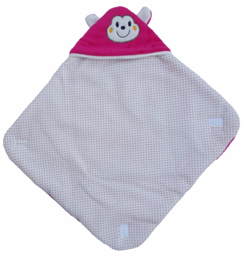 BRANDONN Newborn Combo of Furry Glacier Hooded Smily Baby Blanket and Premium Glacier Hooded Baby Wrapper(Pack of 2,HOTPINK) - Image 4