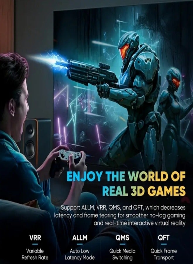 كابل HDMI عالي السرعة 8K بطول 5 أمتار، كابل HDMI 2.1 مصنوع من سبائك الألومنيوم، كابل HDTV ذكر إلى ذكر، كابل HDTV 2.0/1.4، كابل 8K HDTV، كابل HDTV 2.1 عالي السرعة 4K120 144Hz 8K60Hz ثلاثي الأبعاد متوافق مع PS5 وPS4 وأجهزة التلفزيون فائقة الدقة والكمبيوتر الشخصي، كابل HDTV عالي السرعة، حزمة كابل HDTV، اتصال وحدة التحكم، مزامنة الصوت والفيديو، كابل إصدار HDTV، سلك ذكر إلى ذكر، شكل كابل دائري، كابل من سبائك الألومنيوم، هيكل ألومنيوم متين، أداء موثوق، للاعبين، مطوري التكنولوجيا - Image 5