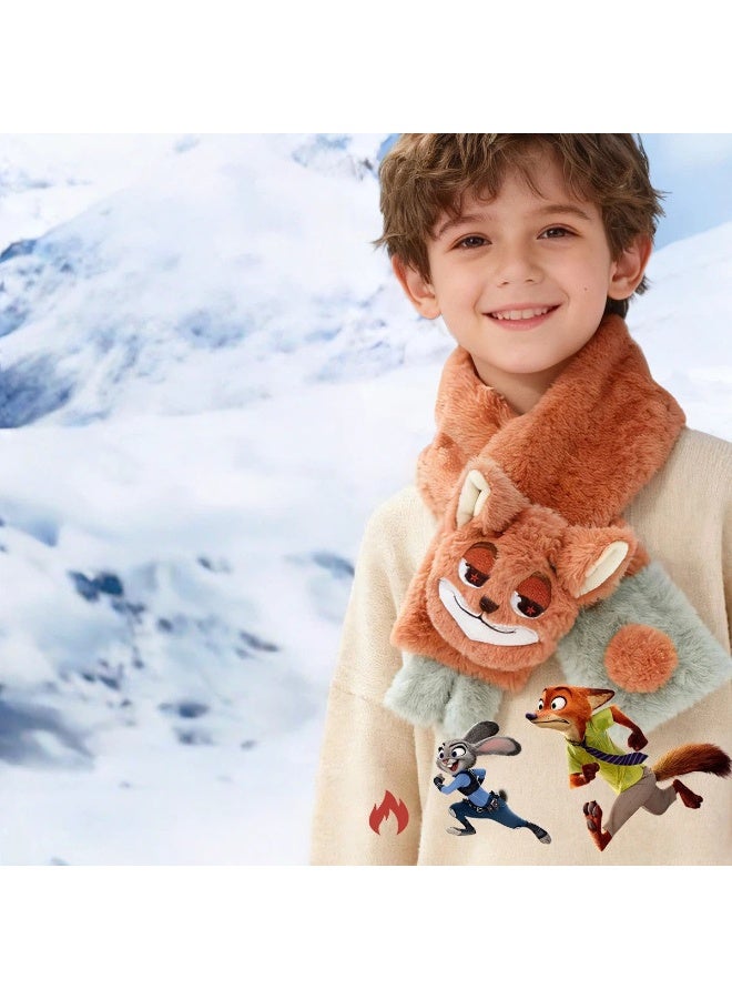 زوتوبيا نيك وايلد الاطفال أفخم وشاح دافئ فو الفراء الشتاء وشاح مع 3 د الثعلب شخصية تصميم دافئ الأطفال بياقة - Image 1