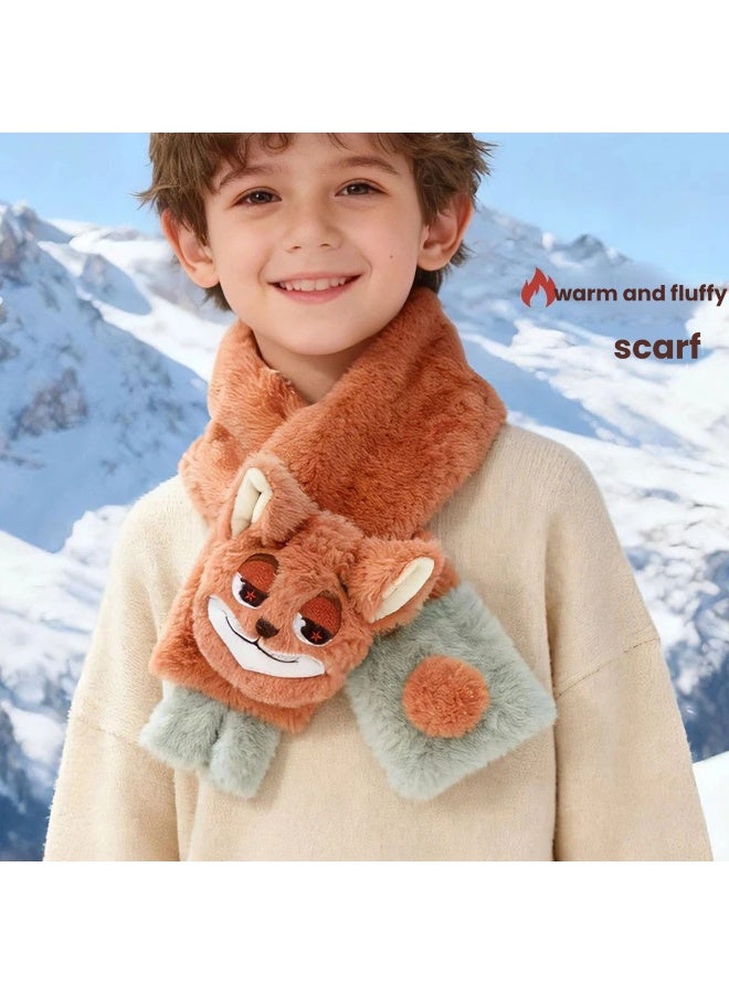 زوتوبيا نيك وايلد الاطفال أفخم وشاح دافئ فو الفراء الشتاء وشاح مع 3 د الثعلب شخصية تصميم دافئ الأطفال بياقة - Image 2