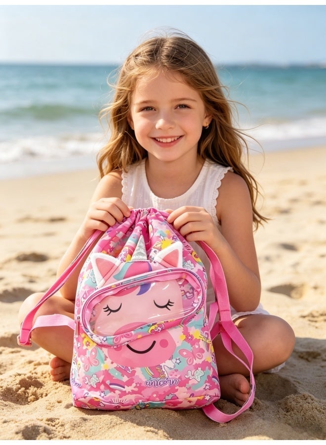 Five dream house Kids Swim Bag Unicorn, Lightweight Waterproof Drawstring Backpack with Dry-Wet Separation, Portable Pool Beach Gear Bag for Boys Girls - Image 3