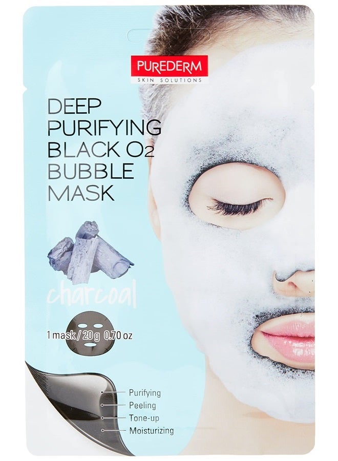 Purederm قناع الفحم للعناية بالبشرة (10 عبوة) - قناع وجه فقاعات للترطيب والترطيب - غني بالكولاجين ومستخلصات نباتية لتهدئة وإضاءة بشرتك - Image 1