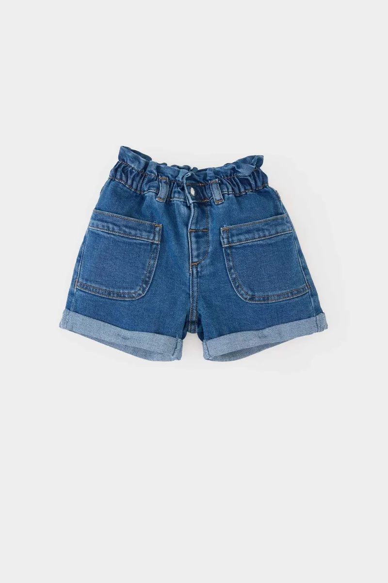 ديفاكتو Baby Girl Paperbag Denim Shorts