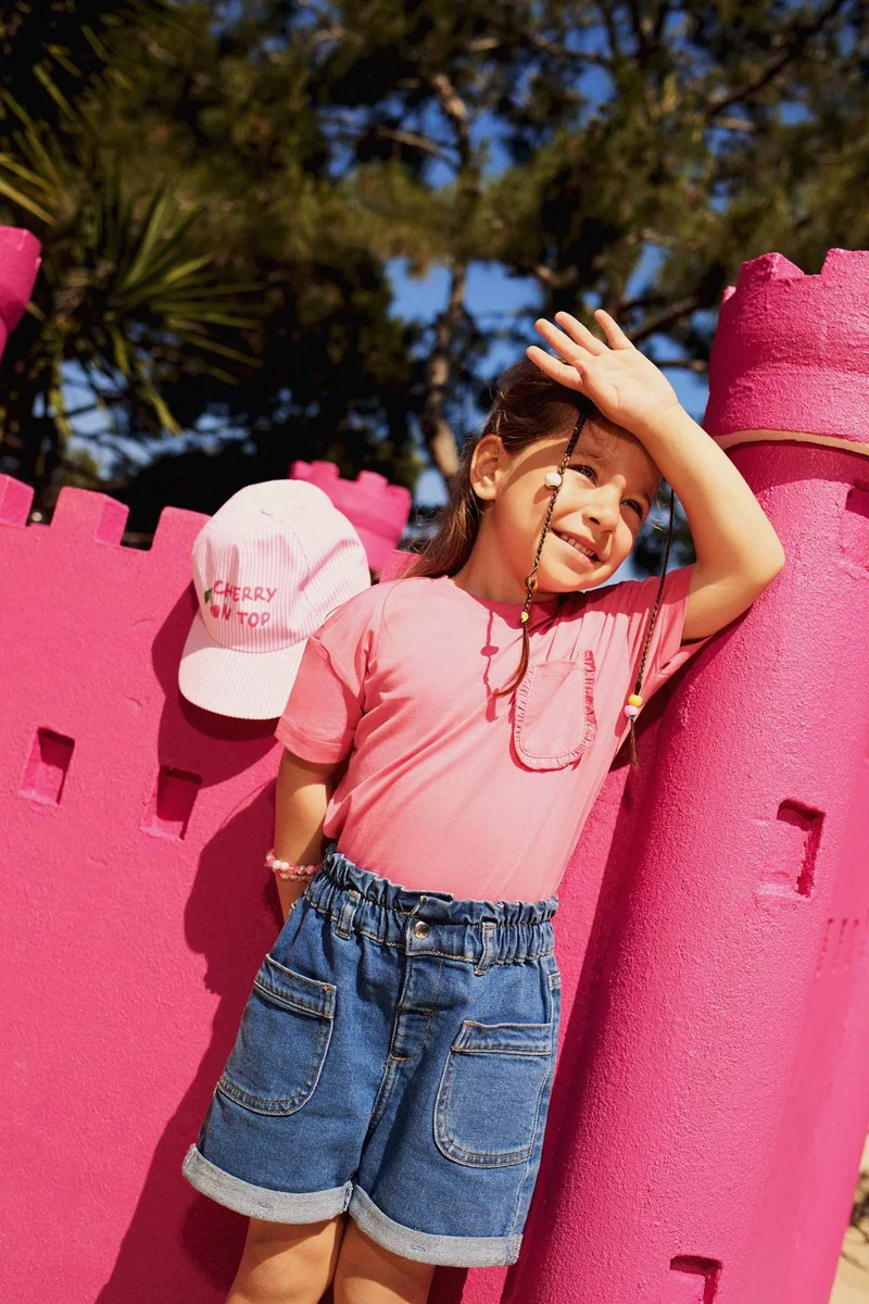 ديفاكتو Baby Girl Paperbag Denim Shorts