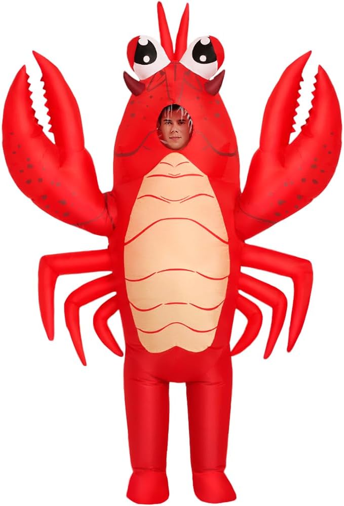 KOOY Inflatable Lobster Costume Adult, Inflatable Costume For Adult, Blow Up Crawfish Costumes Women/Men for Funny Party, Lobster Dress, Onesie For Mardi Gras/Halloween - Image 1