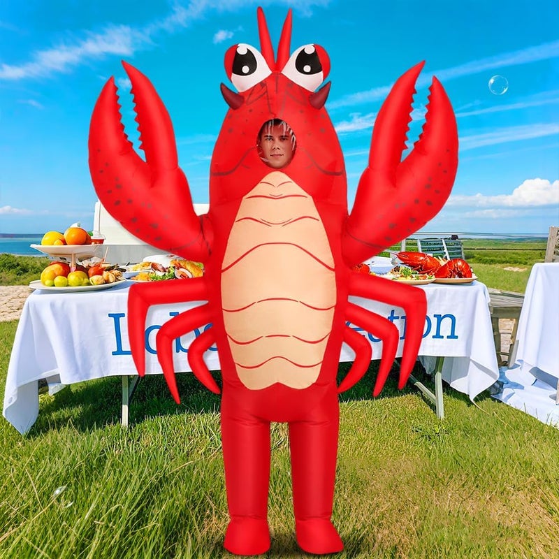 KOOY Inflatable Lobster Costume Adult, Inflatable Costume For Adult, Blow Up Crawfish Costumes Women/Men for Funny Party, Lobster Dress, Onesie For Mardi Gras/Halloween - Image 5