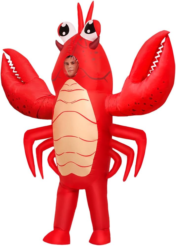 KOOY Inflatable Lobster Costume Adult, Inflatable Costume For Adult, Blow Up Crawfish Costumes Women/Men for Funny Party, Lobster Dress, Onesie For Mardi Gras/Halloween - Image 2