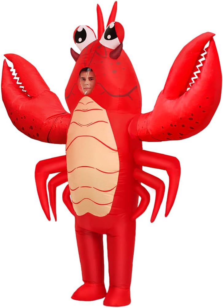 KOOY Inflatable Lobster Costume Adult, Inflatable Costume For Adult, Blow Up Crawfish Costumes Women/Men for Funny Party, Lobster Dress, Onesie For Mardi Gras/Halloween - Image 3