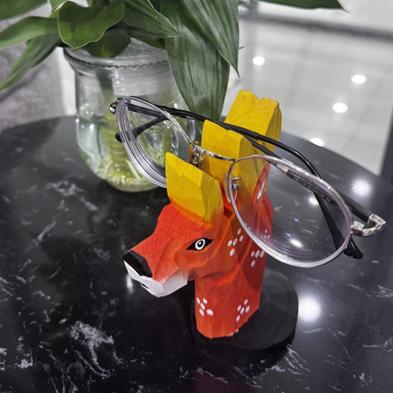 TANG SONG TANG SONG Creative Wood Hand Carved Eyeglass Holder Handmade Nose Elk Stand for Office Desk Home Decor Gifts  - Image 4
