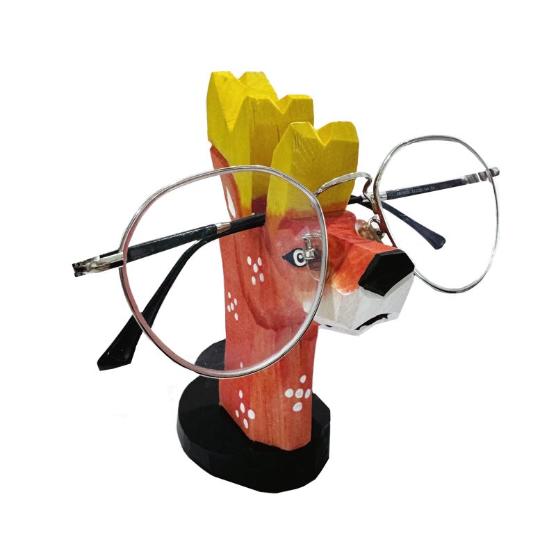 TANG SONG TANG SONG Creative Wood Hand Carved Eyeglass Holder Handmade Nose Elk Stand for Office Desk Home Decor Gifts  - Image 1