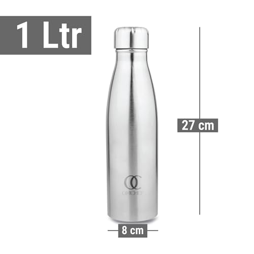 Omichef Ozone Stainless Steel 1000ML Single Walled & Fridge Water Bottle Ideal For Yoga/Gym/Sports/Home/Office And BPA Free & Leak-Proof (Pack of 4) - Image 3