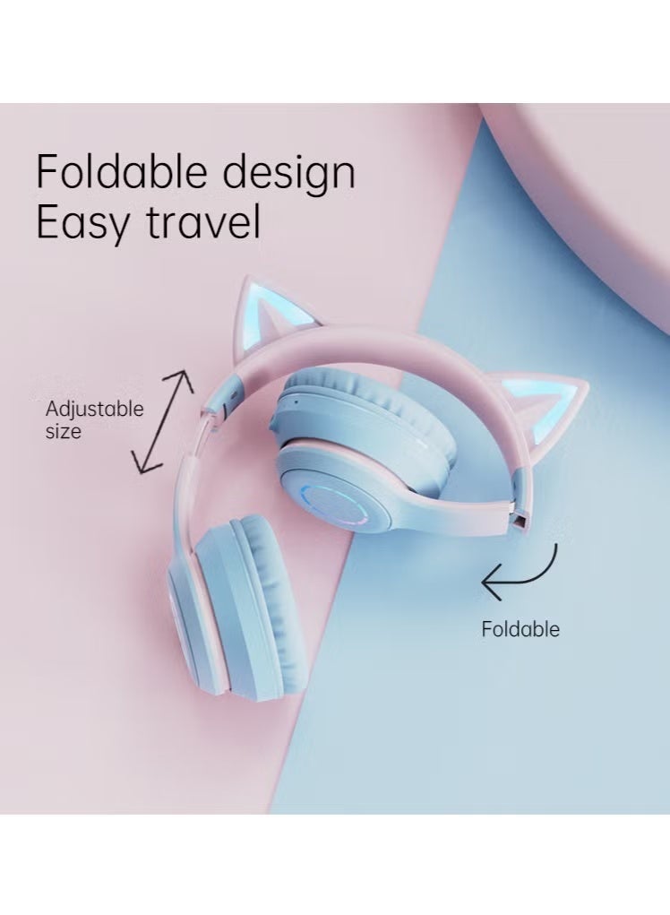 fingertime Lovely Cat Ear Headphones Bluetooth 5.1 Wireless with Mic Earphones, Over-ear Music Helmets RGB Stereo Headset Gamer/Girl/Kids Gift - Image 4