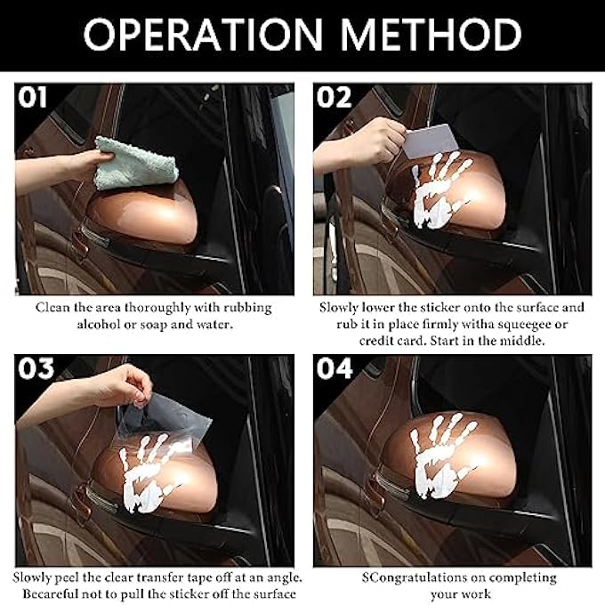 ريحني ملصقات سيارات 4 قطعة، ملصقات موجية، ملصقات يد تلوح، شعار تصميم السيارة بالأبيض والأسود - Image 5