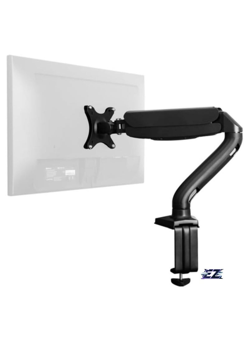 ELTRAZONE Single Computer Monitor Arm with 2 USB Ports Adjustable Height Universal Mount LCD Holder sit Stand-up Standing Desk Accessory Organizer one Screen Swivel pan tilt Screens Black - Image 1