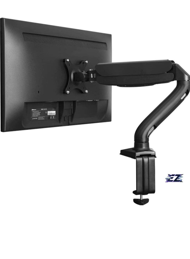 ELTRAZONE Single Computer Monitor Arm with 2 USB Ports Adjustable Height Universal Mount LCD Holder sit Stand-up Standing Desk Accessory Organizer one Screen Swivel pan tilt Screens Black - Image 2