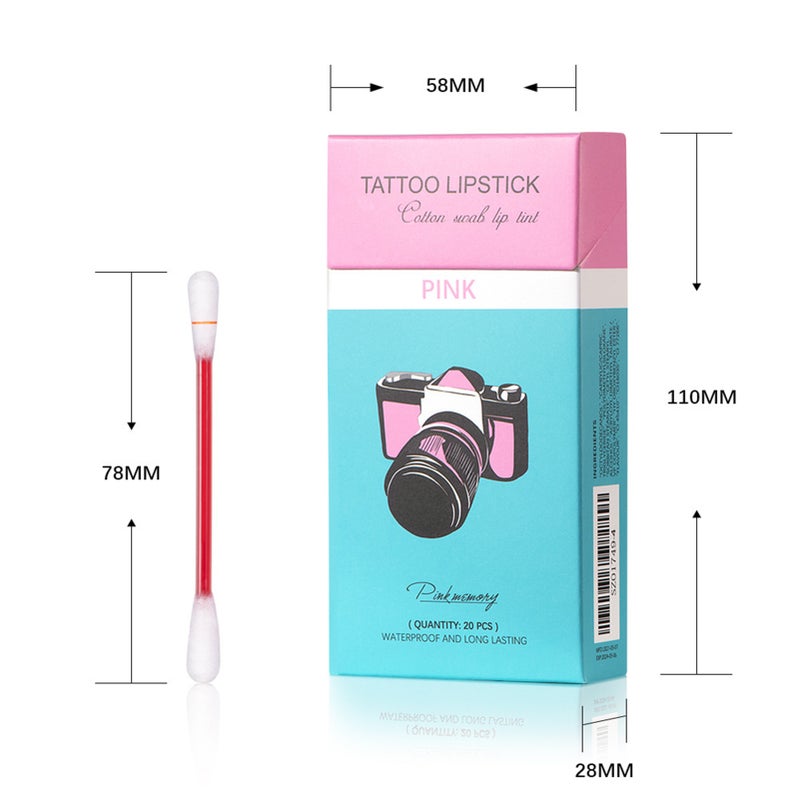 20Pcs/Box Tattoo Lipstick Cotton Swab Lip Tint Waterproof Long-lasting Non-stick Cup Portable Lips Makeup - Image 2