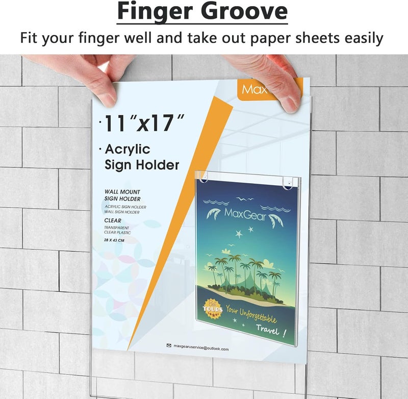 TPGP MaxGear 11 x 17 Acrylic Sign Holder - 6 Pack Wall Mount Display Frames - Image 4