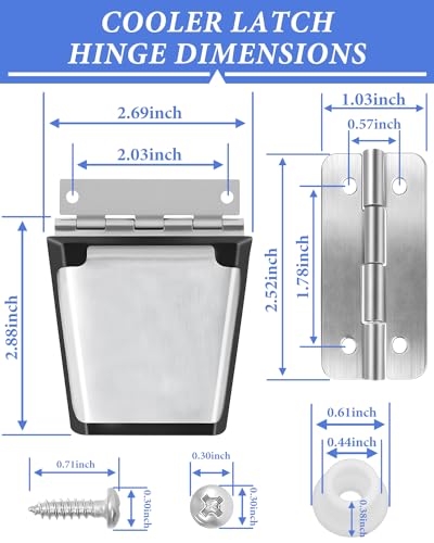 ATESMO Cooler Hinges & Latch Replacement for Igloo Cooler Replacement Parts Set, Stainless Steel Latch and Hinge Parts Kit with High-Strength Screws - Image 2